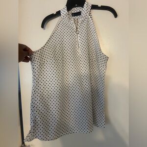 New York & Company White Top with Black Dots